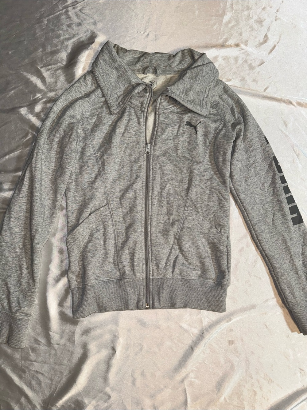 Puma Light Gray Full-Zip Athletic Jacket